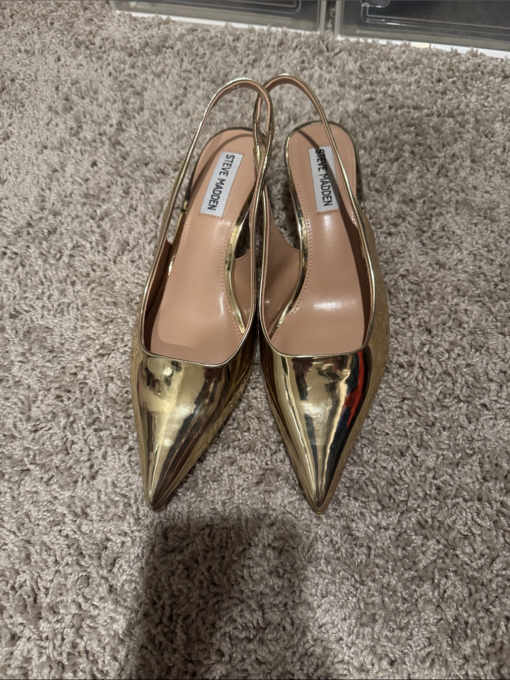 Steve Madden Metallic Gold Pointed Slingbacks